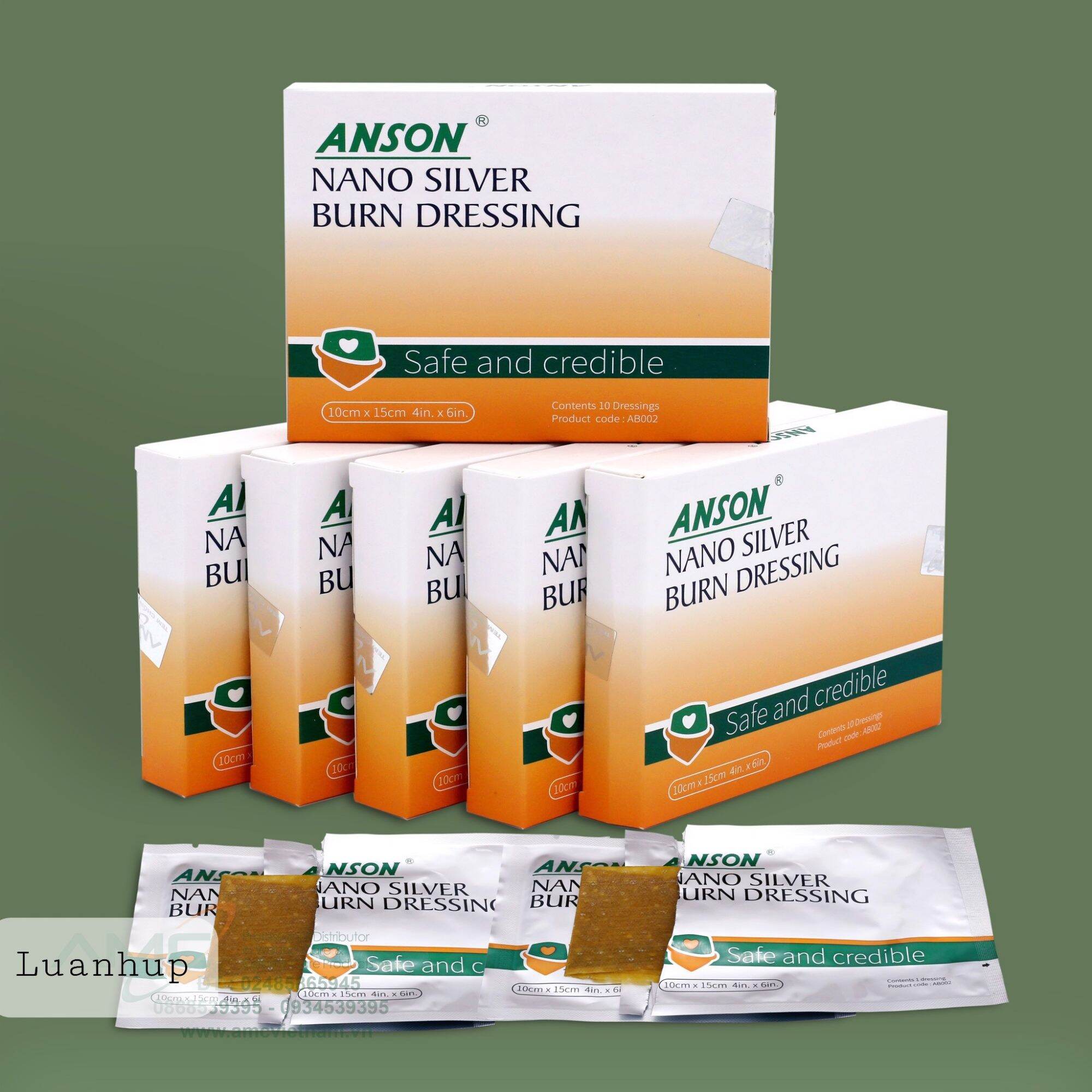(1 hộp 10 miếng) dán ANSON Nano Silver Burn Dessing