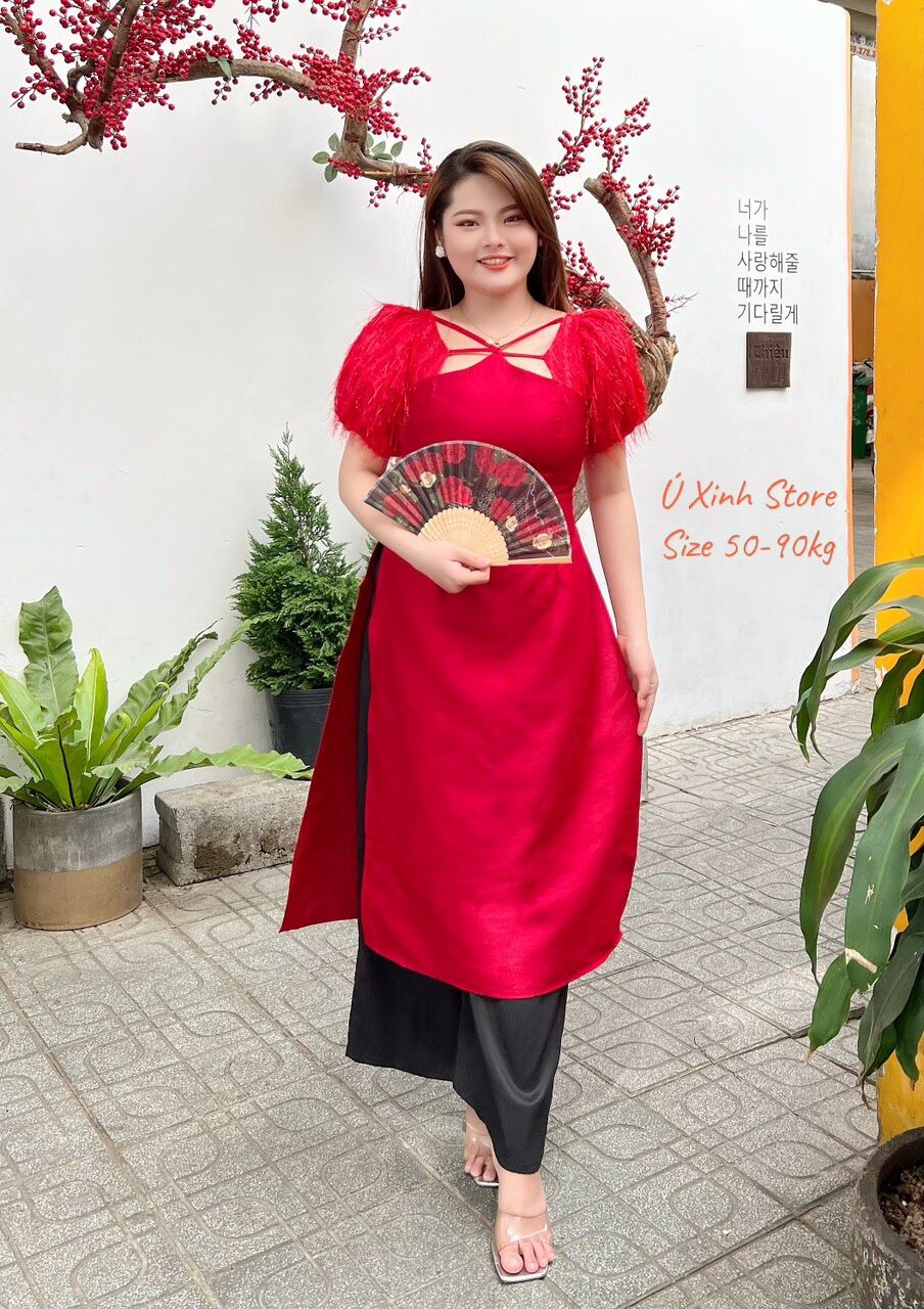 Set áo dài khổng tước bigsize 50-95kg cho người béo mập - ú xinh store