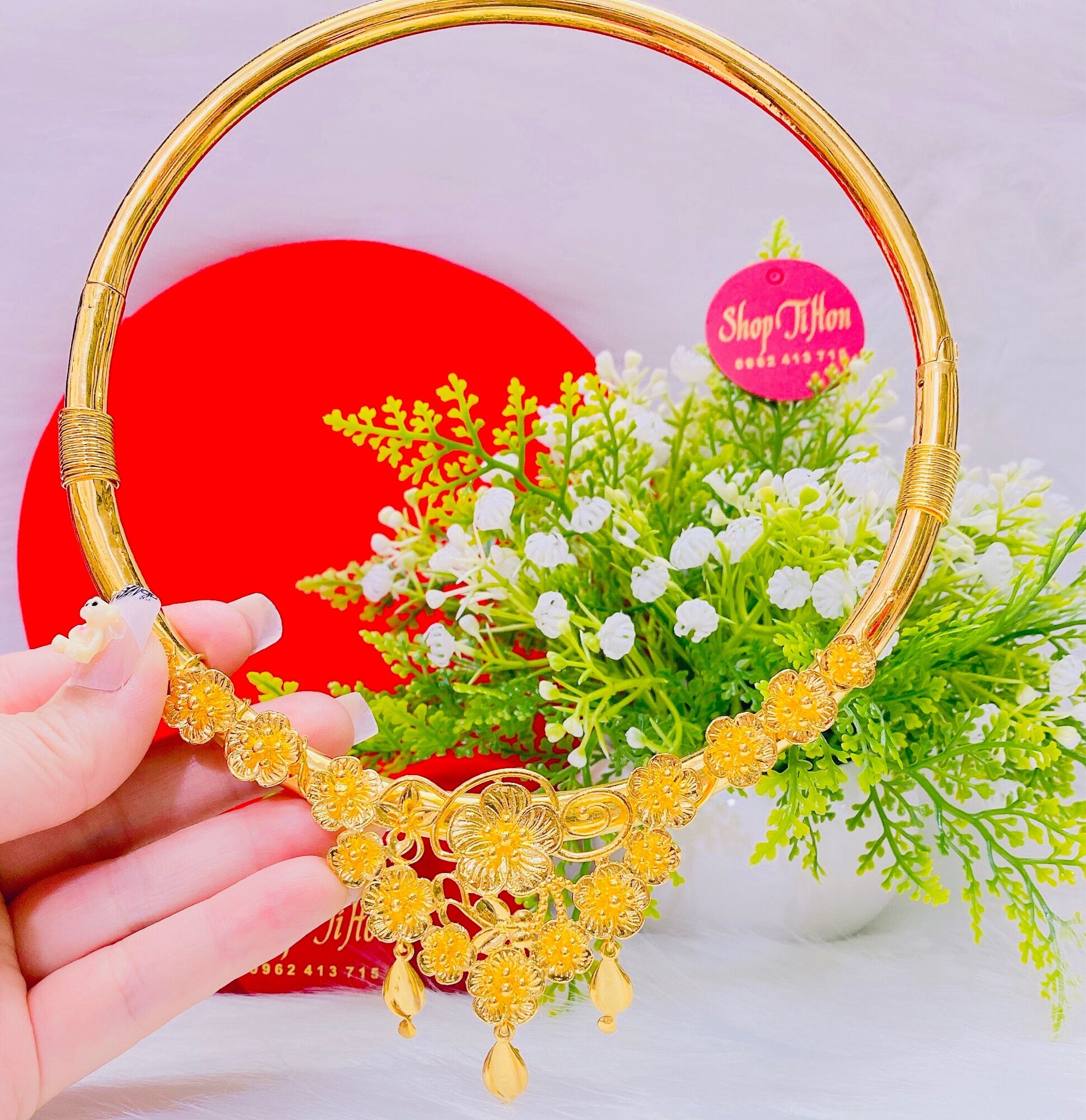Kiềng cổ cưới cô dâu dát vàng 24 cao cấp mẫu mới cực đẹp