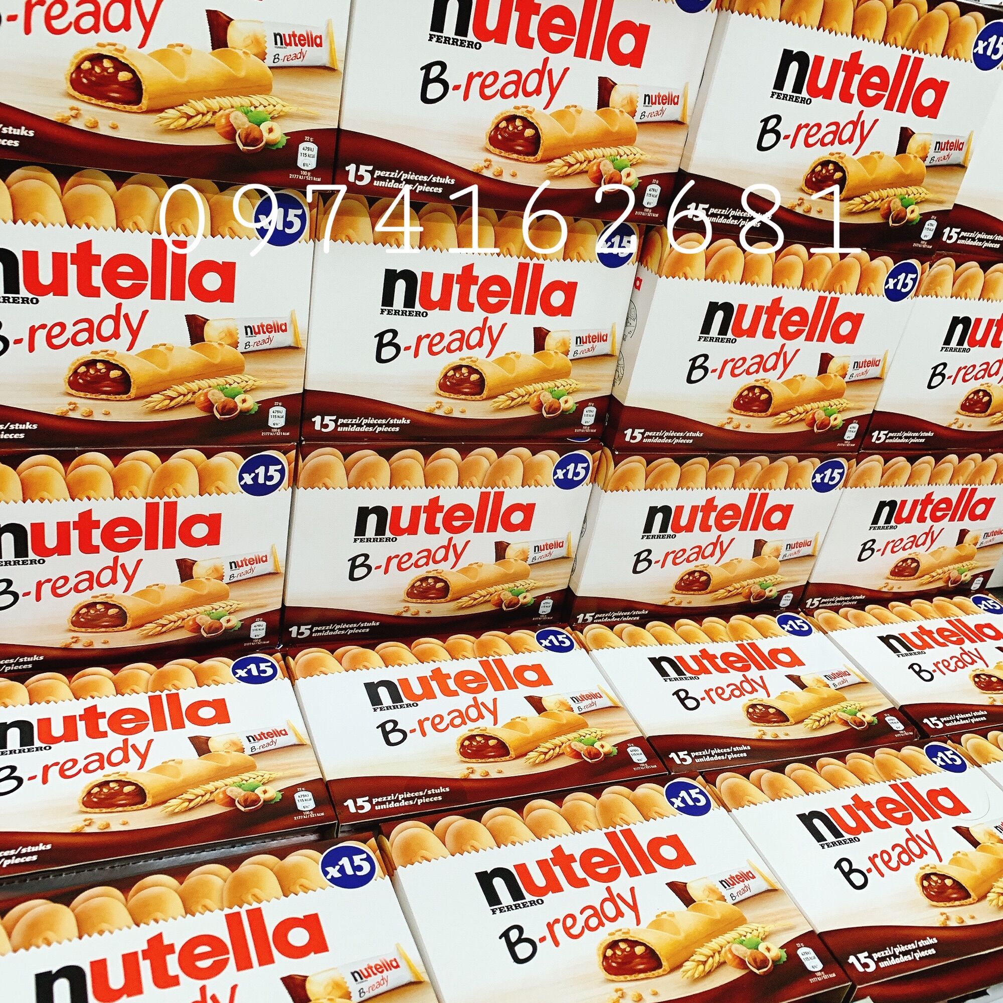 (Air Pháp )(Sỉ) Bánh mì Nutella B-Ready nhân socola mắc ca( hộp x 15)