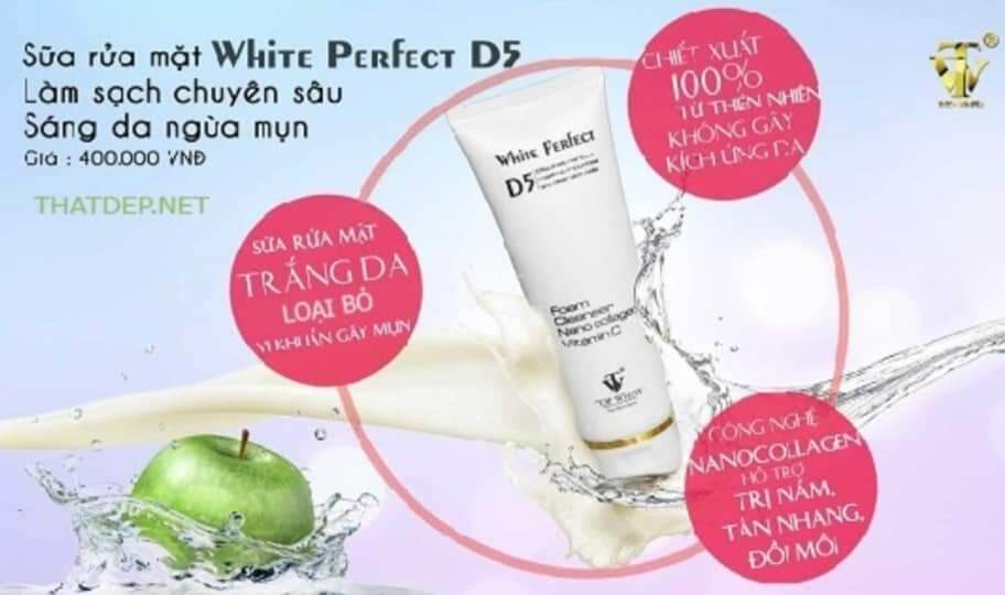 SỮA RỮA MẶT TRẮNG DA,NGĂN NGỪA MỤN D5 TOP WHITE.
