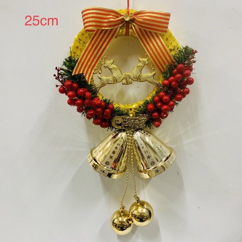 Vòng nguyệt quế treo cửa trang trí Noel 15cm - 25cm