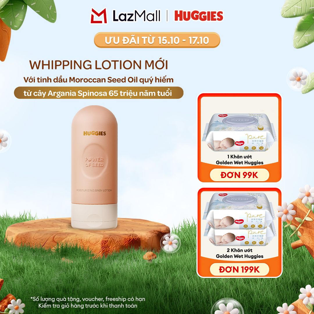 [ TỪ 15 - 17.10] Mua 1 tặng 1] Kem dưỡng ẩm cho bé Huggies Power of Seed 150g MỚI với tinh chất Moroccan Seed oil quý hiếm