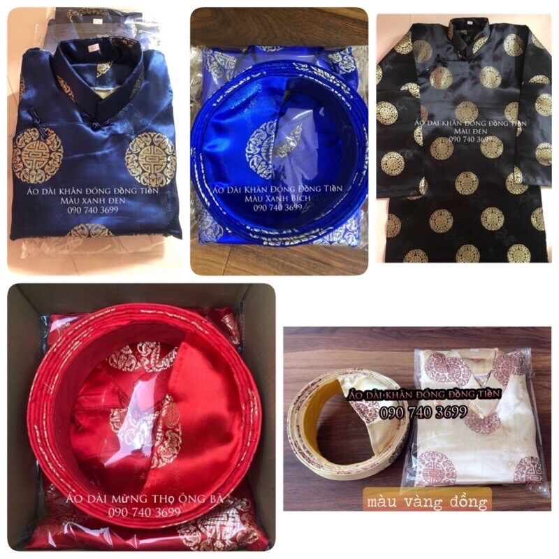 Áo dài khăn đóng đồng tiền nam các màu (Áo và khăn đóng)