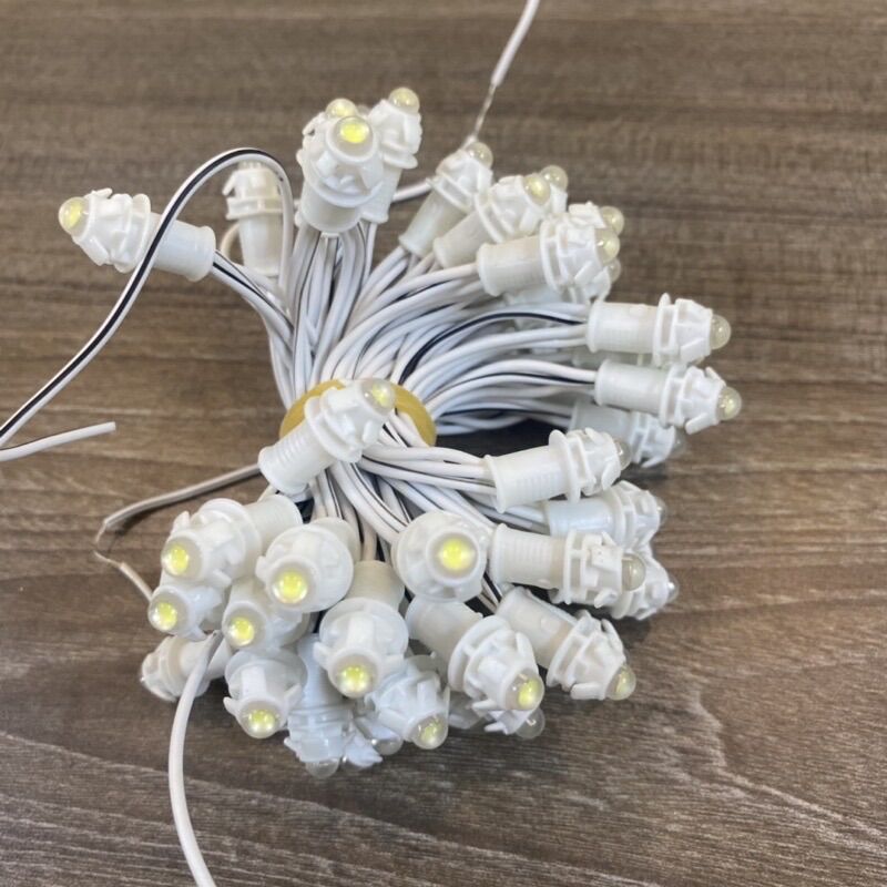 Led đúc f5 đế 9mm điện 12vol - dây 50 bóng