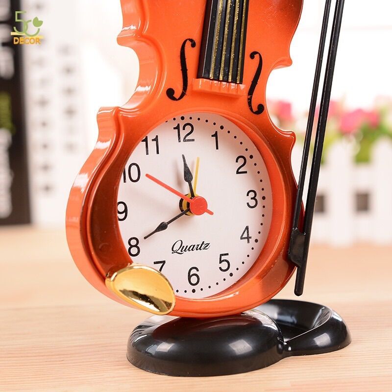 Đồng hồ báo thức để bàn hình cây đàn violin