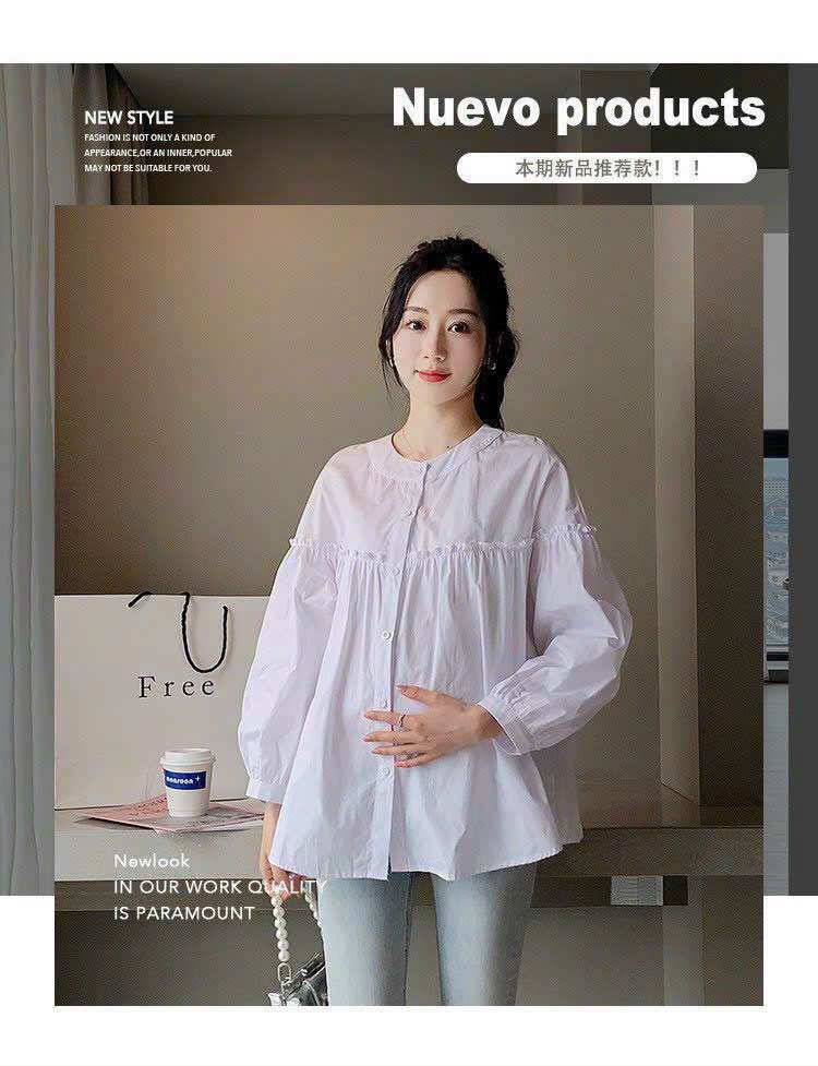 Áo bầu sơ mi cổ tàu tay dài công sở thanh lịch
