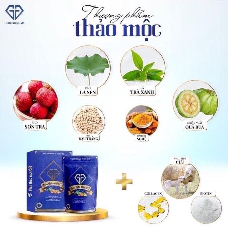 Viên giảm cân thảo mộc GG chính hãng giảm 5-10kg một hộp