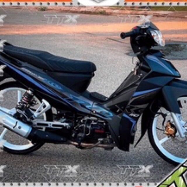 Tem rời xe Sirius RC xanh xám dán xe đen
