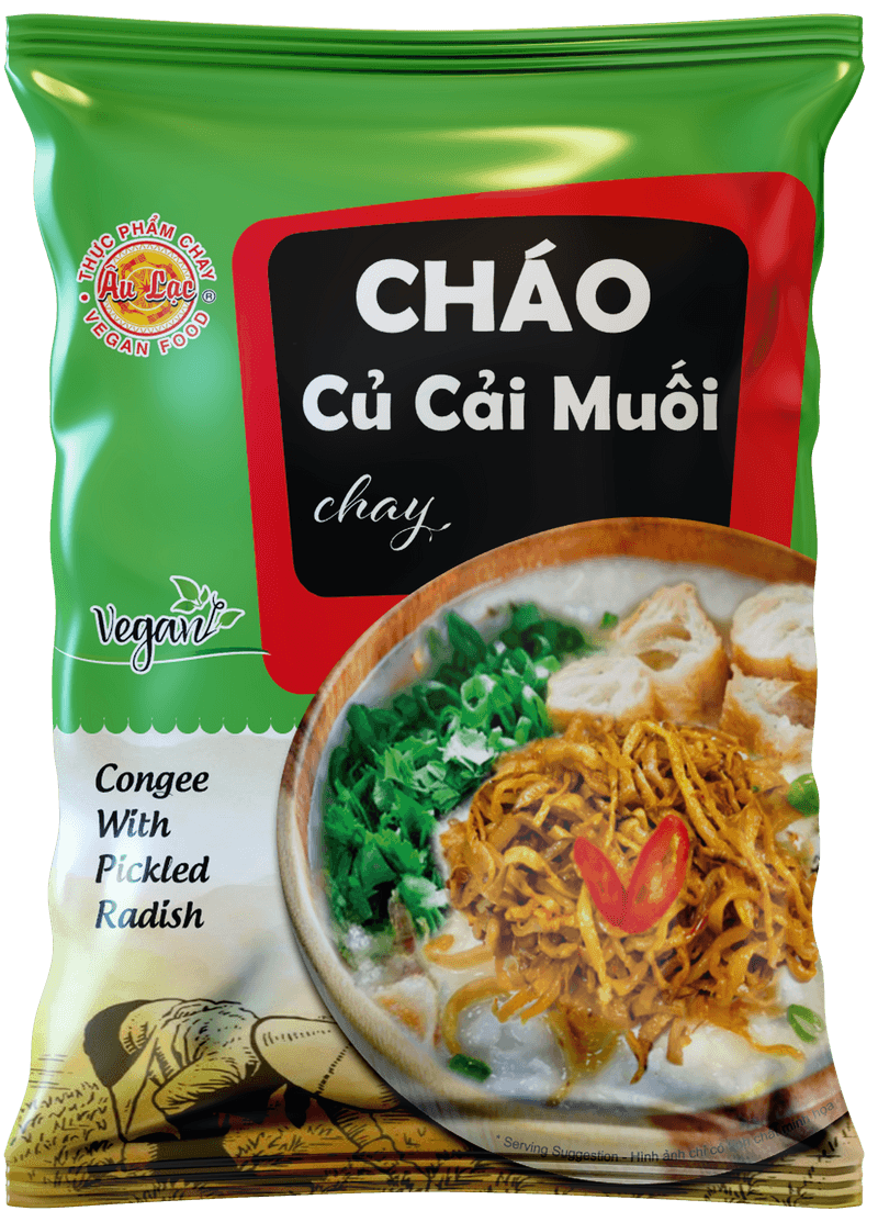 Combo gồm 5 gói Cháo củ cải muối Chay 70g thương hiệu Âu Lạc