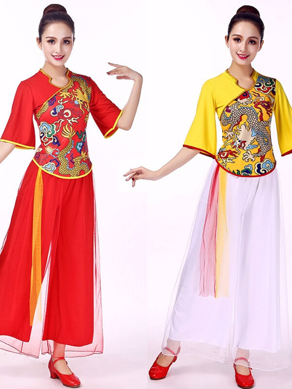 Bộ Trang Phục Biểu Diễn Nhảy Nhóm Thiết Kế Dân Tộc Mới