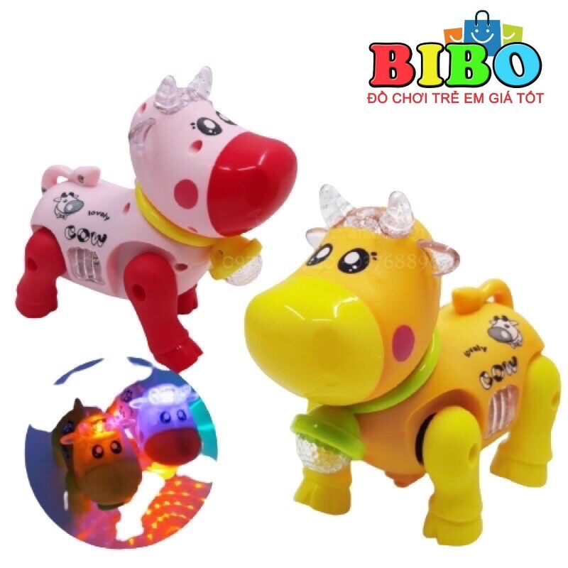 Đồ chơi bò chạy pin bò sữa dễ thương dùng pin biết đi có âm thanh đèn là loại đồ chơi mô hình động vật