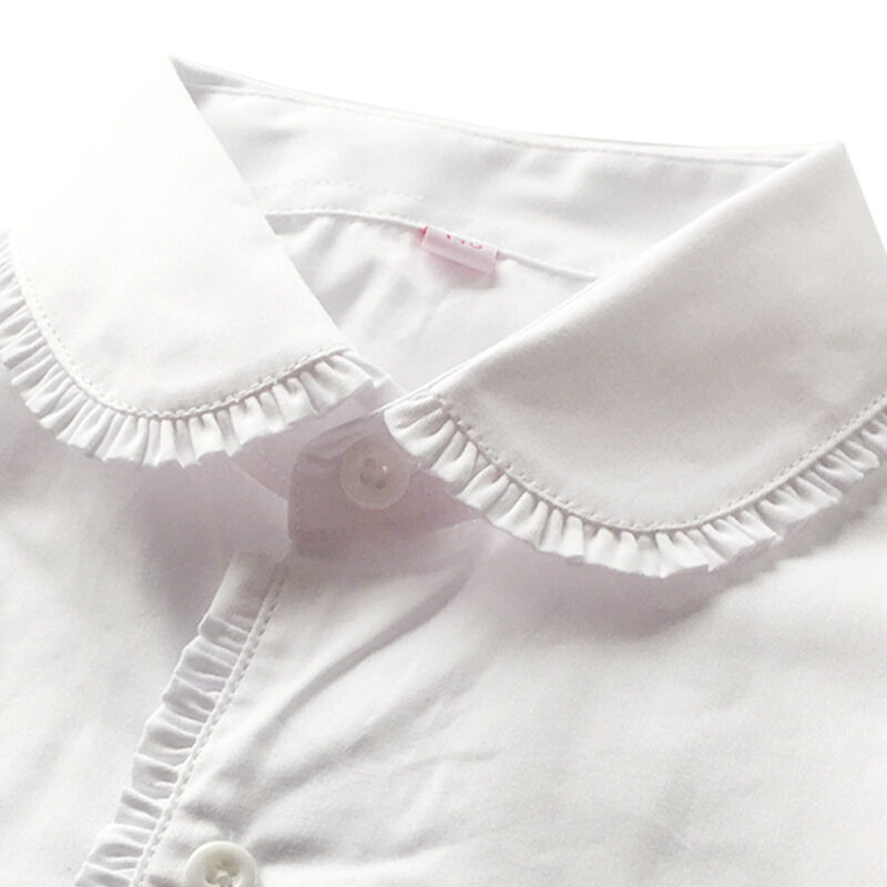 Áo Sơ Mi Trắng Bé Gái Áo Sơ Mi Trắng Trẻ Em Mùa Hè Cotton Dài Tay Đồng Phục Biểu Diễn Học Sinh Tiểu Học Bé Lớn Nhỡ Mẫu Mỏng Công Chúa
