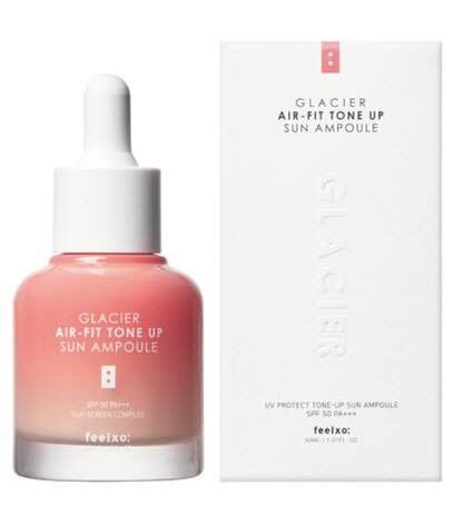 Tinh chất chống nắng dưỡng trắng nâng tone feelxo glacier air- fit tone up sun ampoule spf50+/pa+++ 30ml pink tone up
