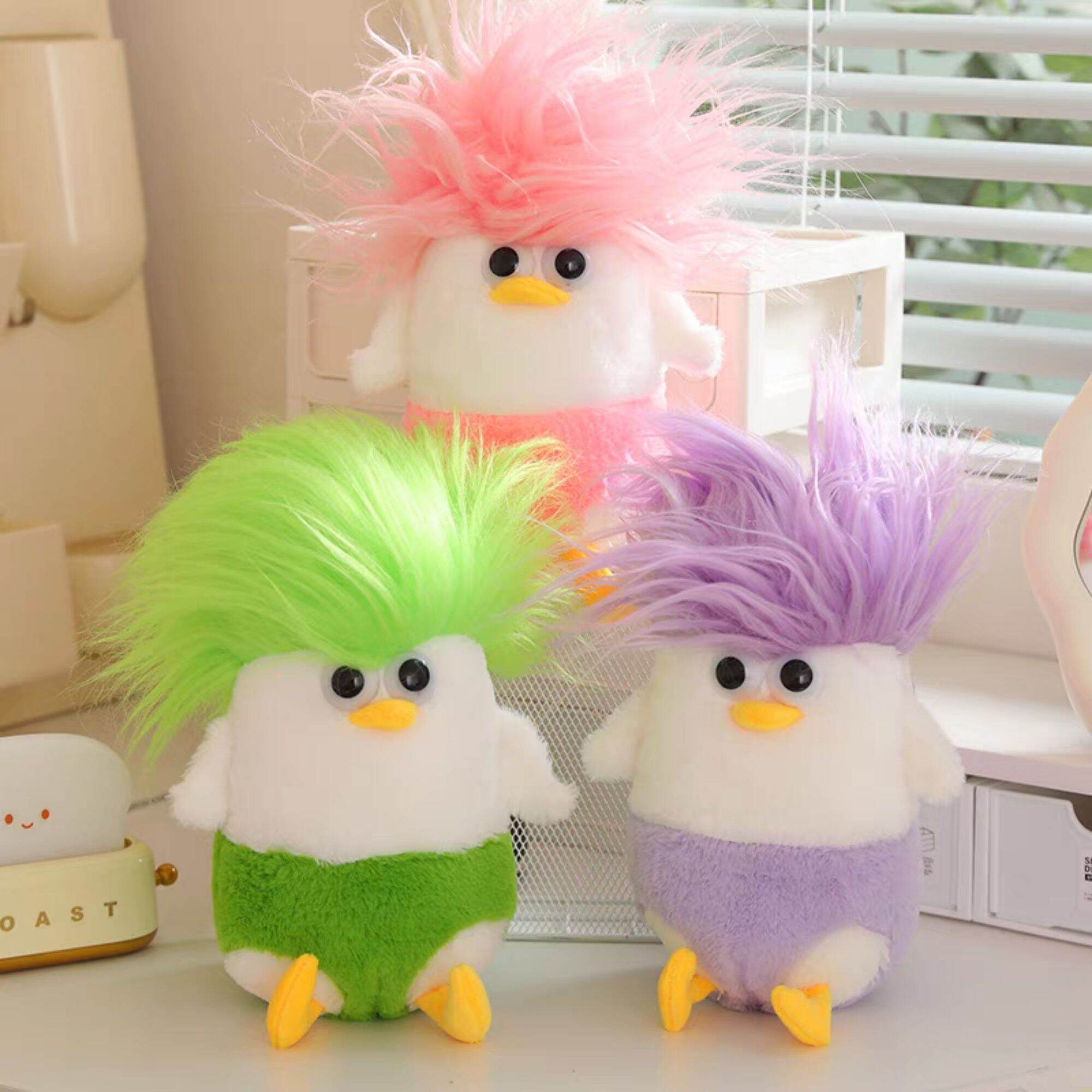 Combo 3 gà có tóc gấu bông, đồ chơi nhồi bông an toàn