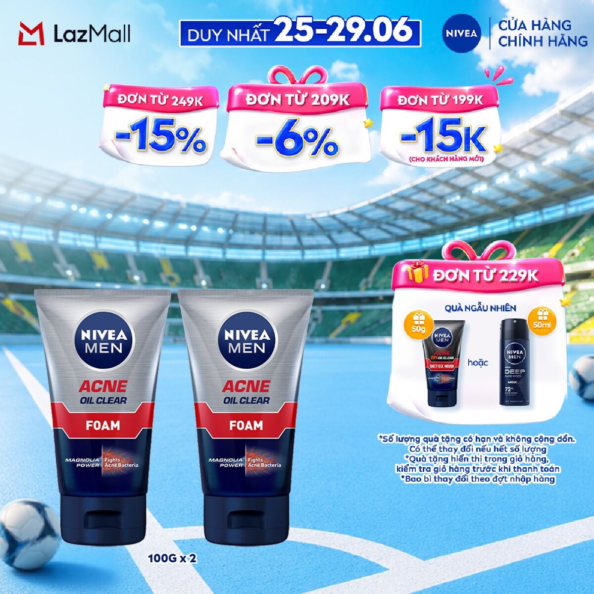 Bộ 2 Sữa Rửa Mặt NIVEA MEN Acne Oil Clear Bọt Mịn Giúp Giảm Mụn Sạch Nhờn (100 g) - 82378x2