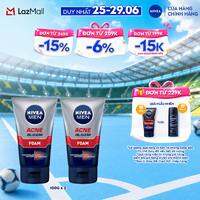 Bộ 2 Sữa Rửa Mặt NIVEA MEN Acne Oil Clear Bọt Mịn Giúp Giảm Mụn Sạch Nhờn (100 g) - 82378x2