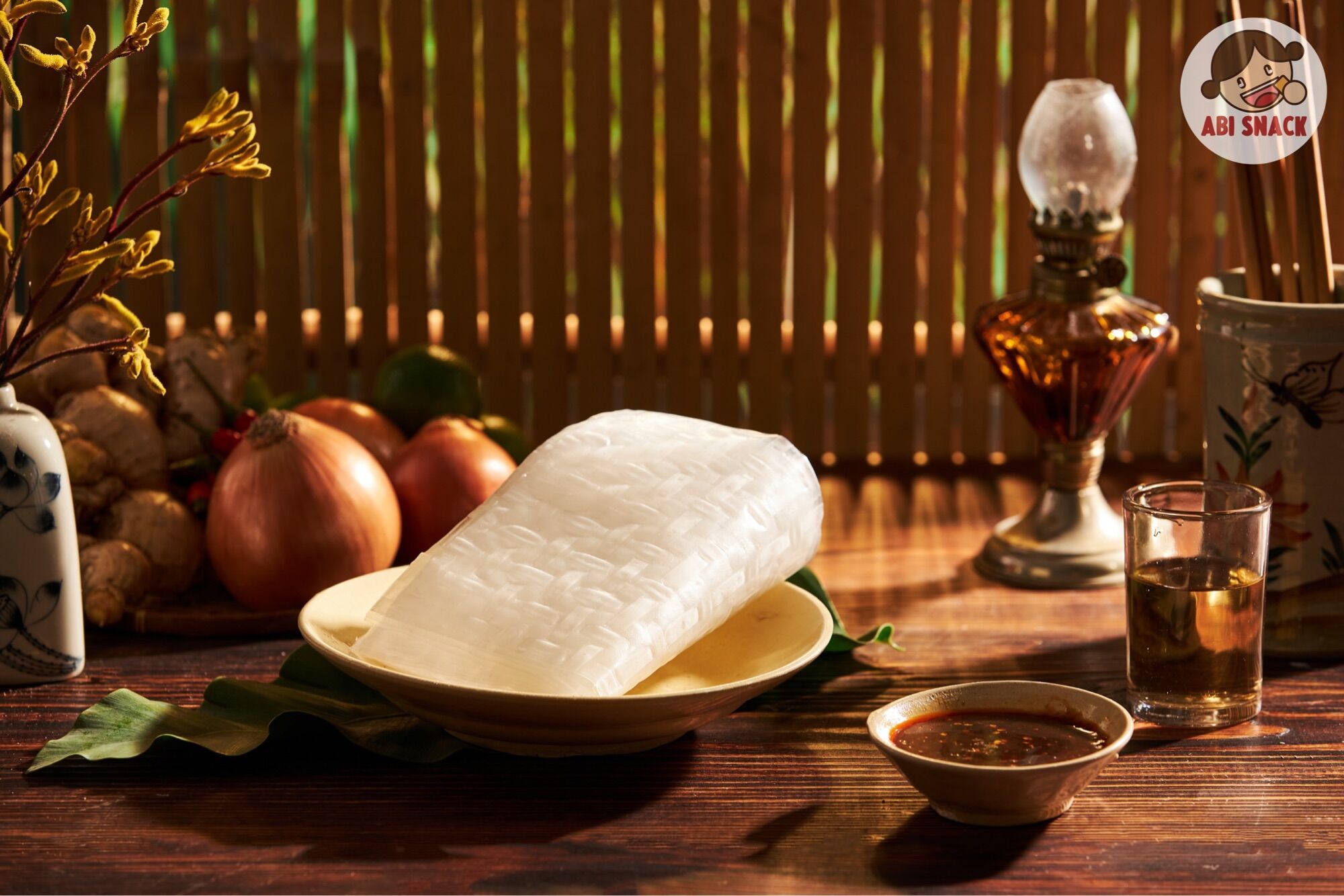 Bánh tráng sate cay Abi chấm sốt độc quyền