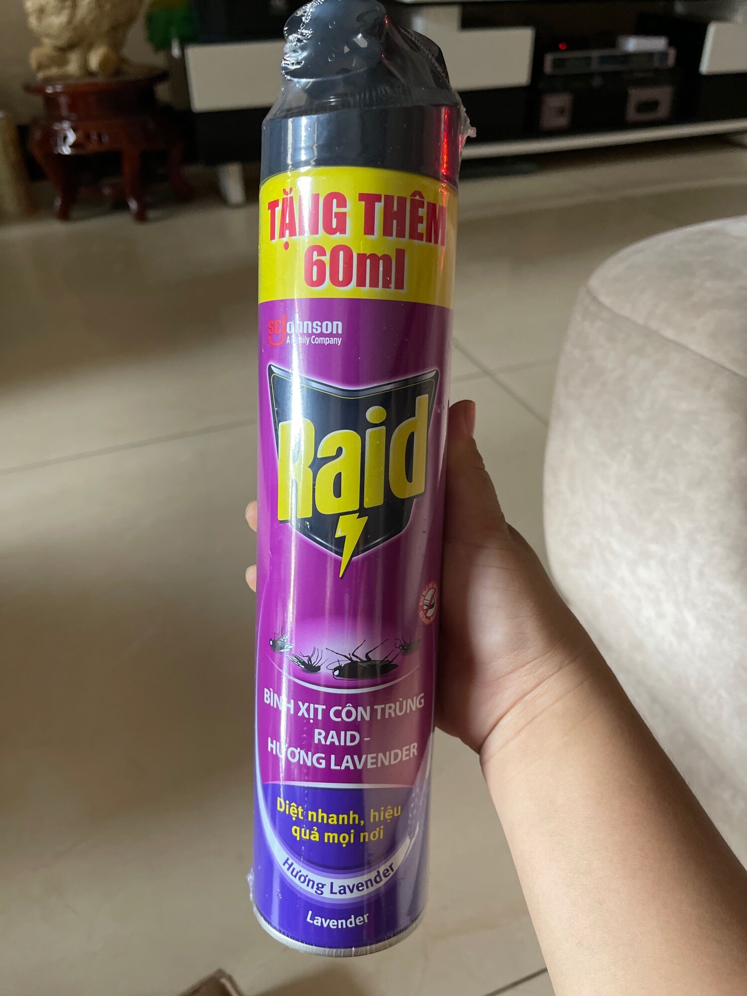 Bình xịt côn trùng RAID hương/ cam chanh 600ml tặng thêm60ml