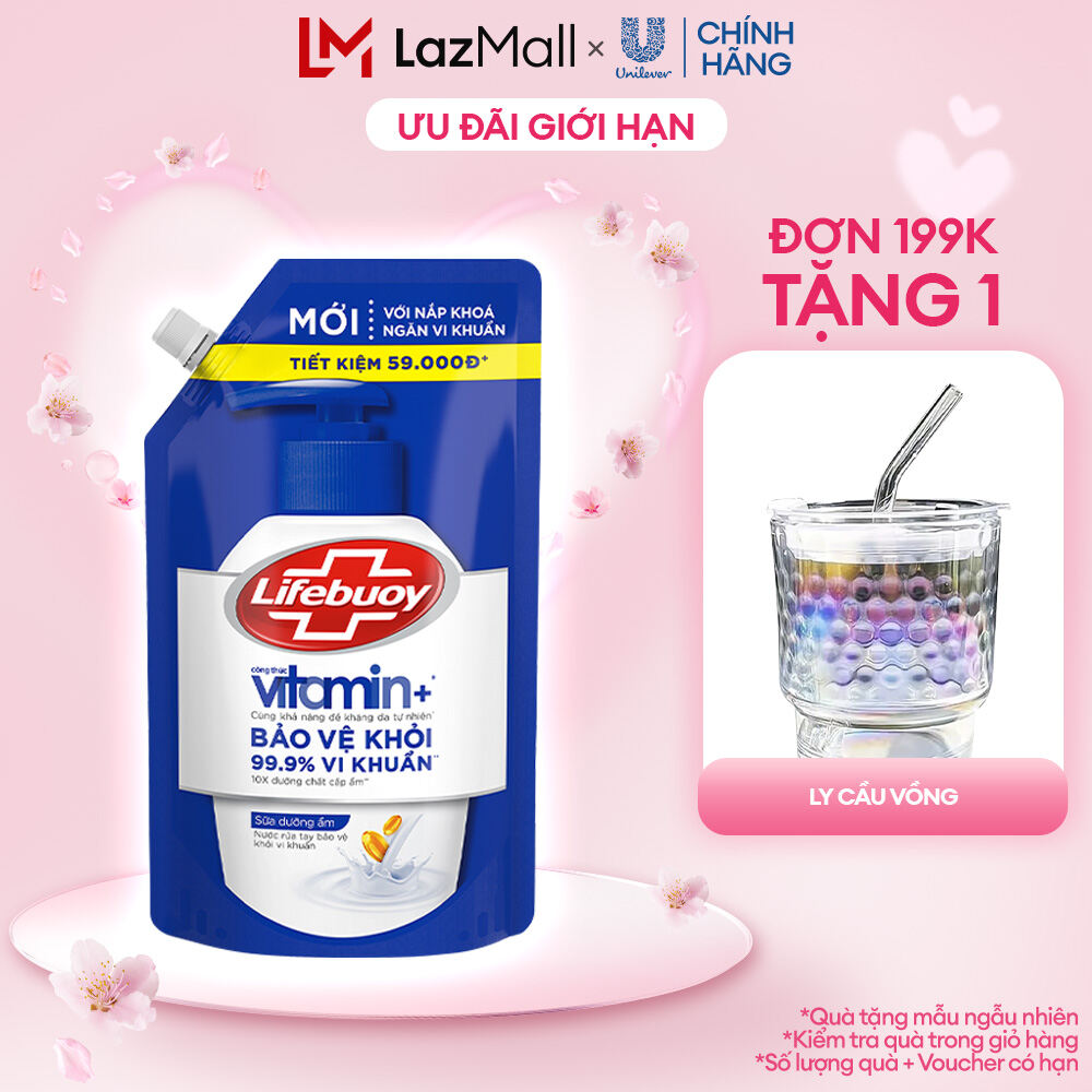Nước Rửa Tay Lifebuoy Công thức Vitamin+ Bảo Vệ Vượt Trội 10 Túi 1KG