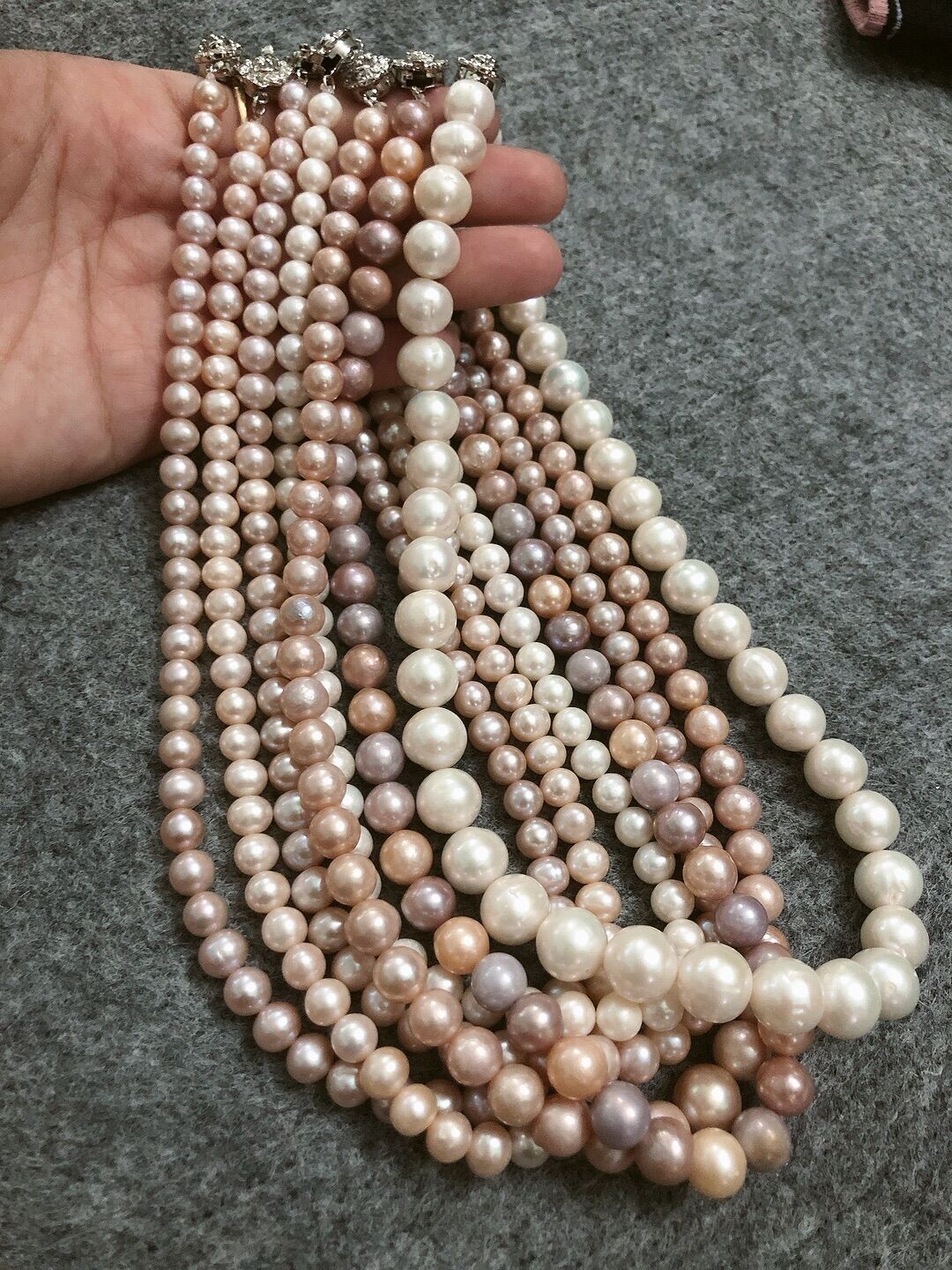 Vòng cổ ngọc trai nuôi tự nhiên, màu Trắng size 9-10ly