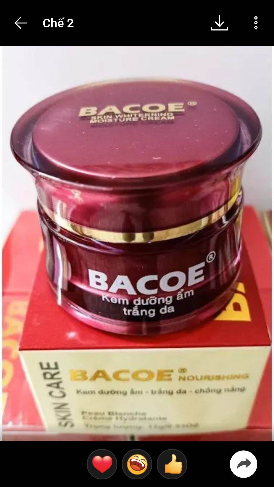 Bacoe dưỡng ẩm trắng da 10g