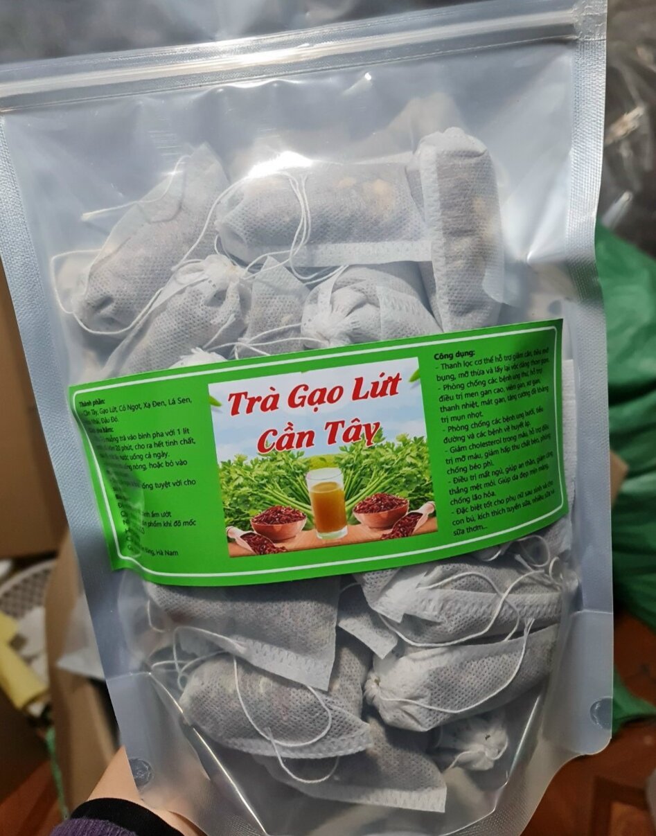 Trà gạo lứt xạ đen túi lọc và trà gạo lứt cần tây túi lọc
