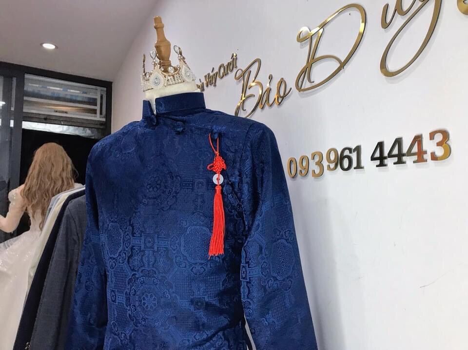 Áo dài nam gấm form vest cao cấp
