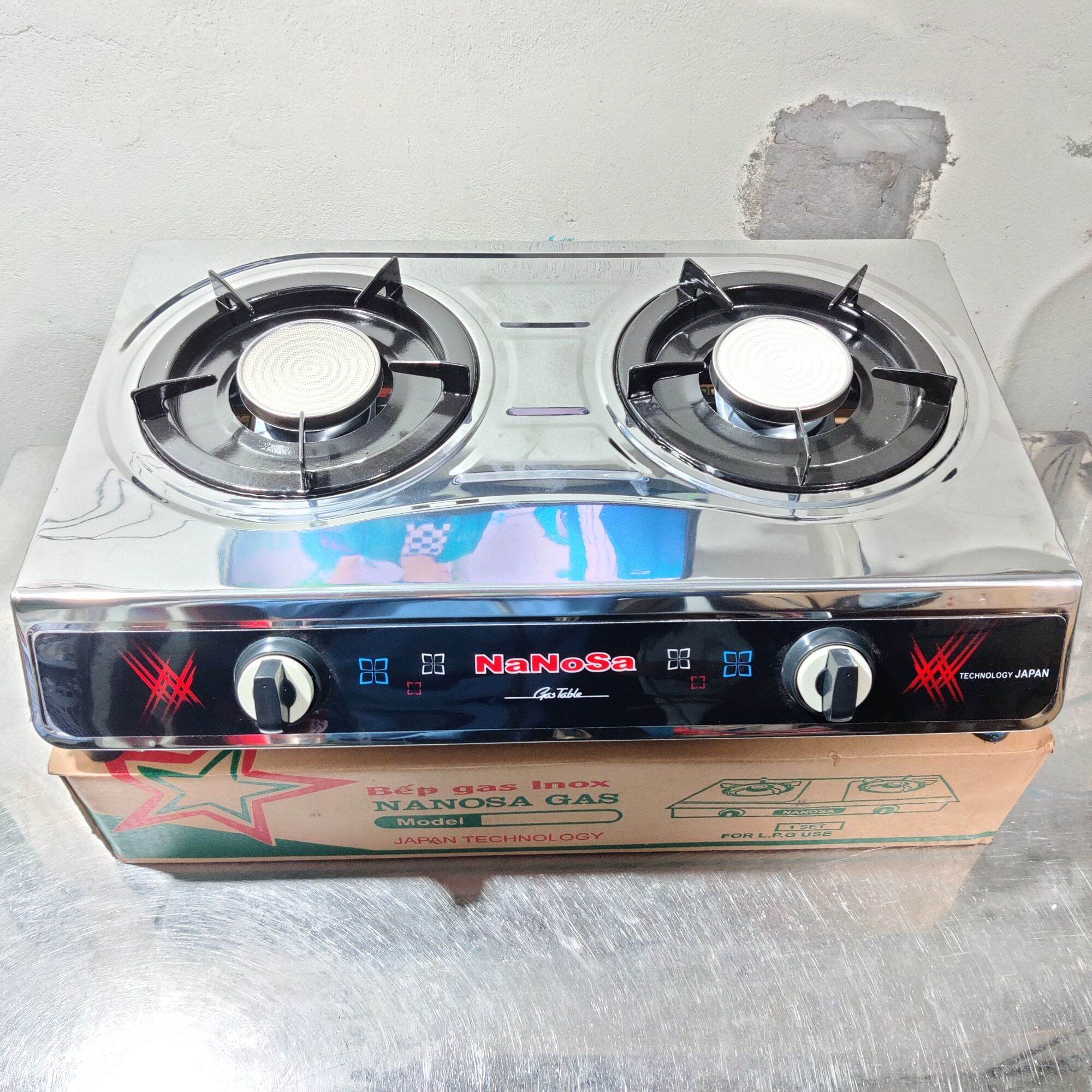 Bếp gas đôi hồng ngoại-mặt inox. tiết kiệm 30%. tặng dây gas