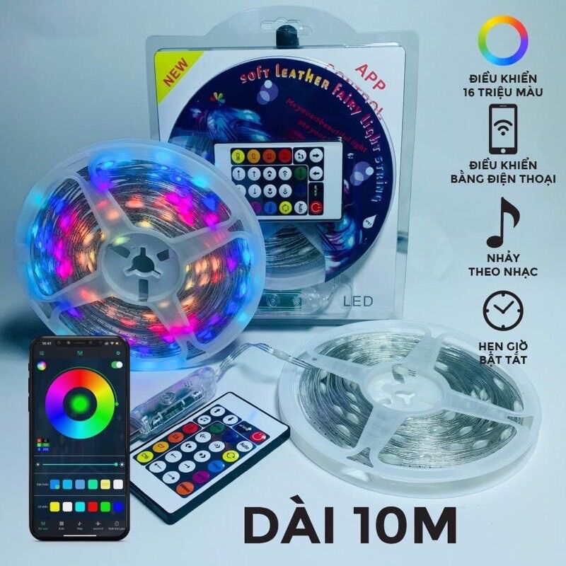 Dây led đuỗi ARGB 10m chống nước, nháy theo nhạc, đèn hot tik tok