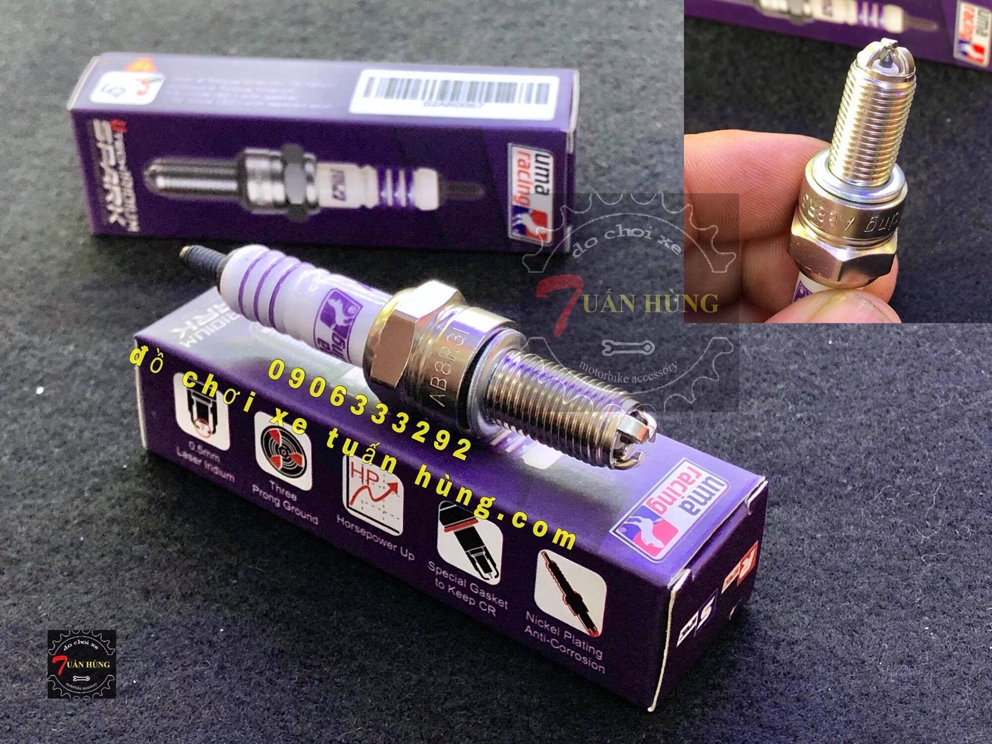 Bugi uma bạch kim 3 chấu cho ex150/ex135