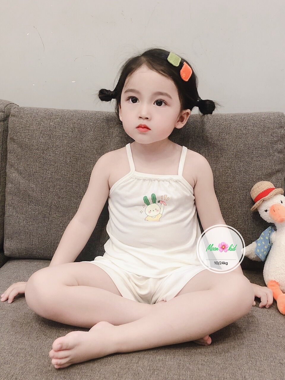 Đồ bộ 2 dây thun lạnh bé gái