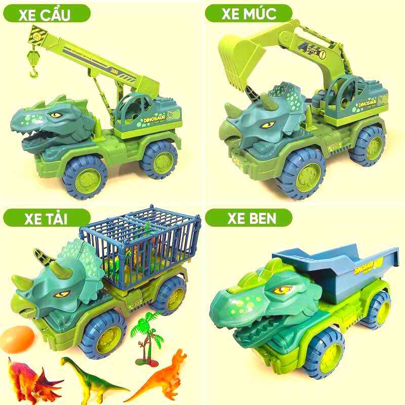 Xe chở thú, xe múc khủng long, đồ chơi công trình Ô tô cẩu