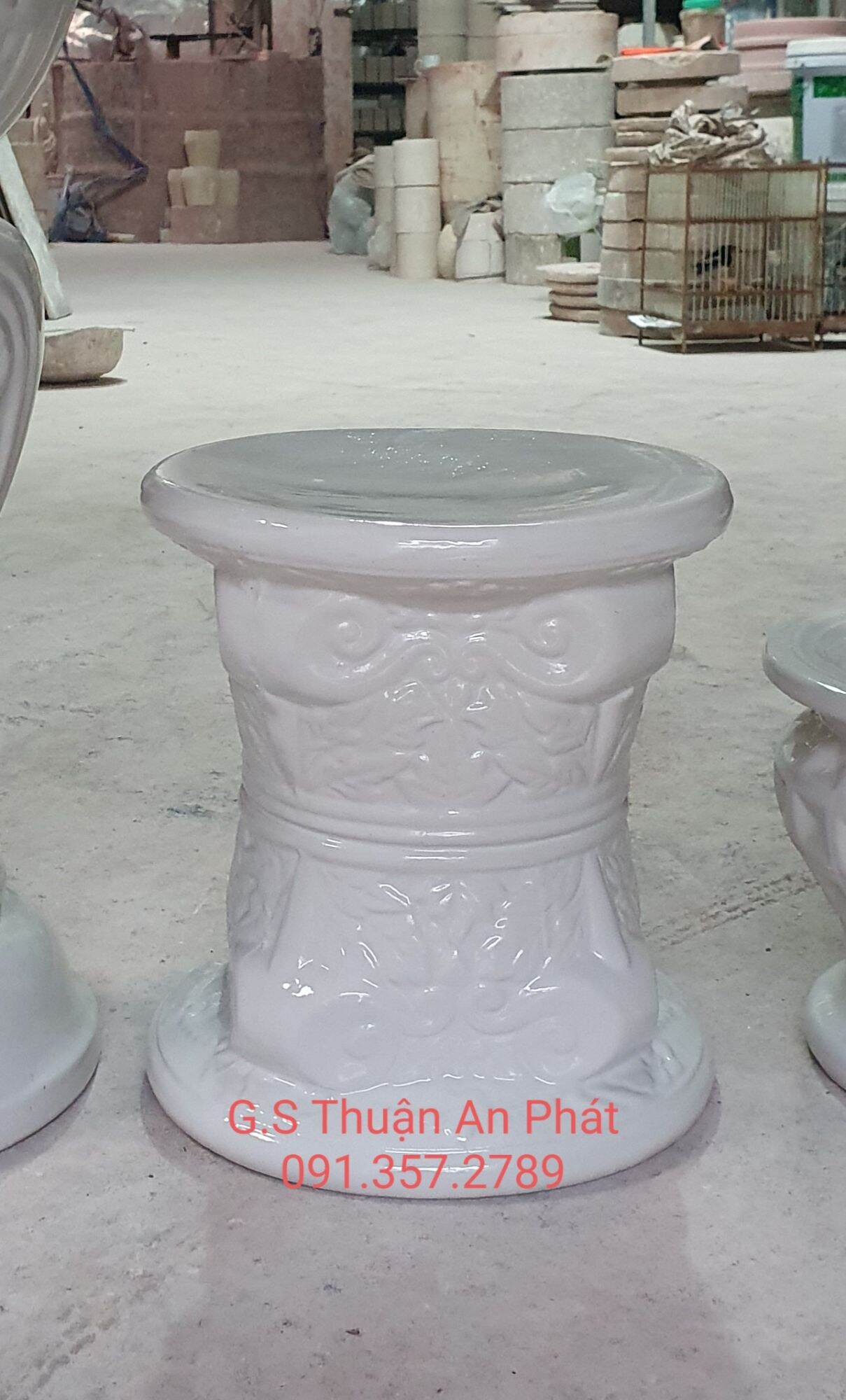 Đôn trụ cao 30cm, mặt 2.55cm gốm sứ Thuận An Phát Bát Tràng