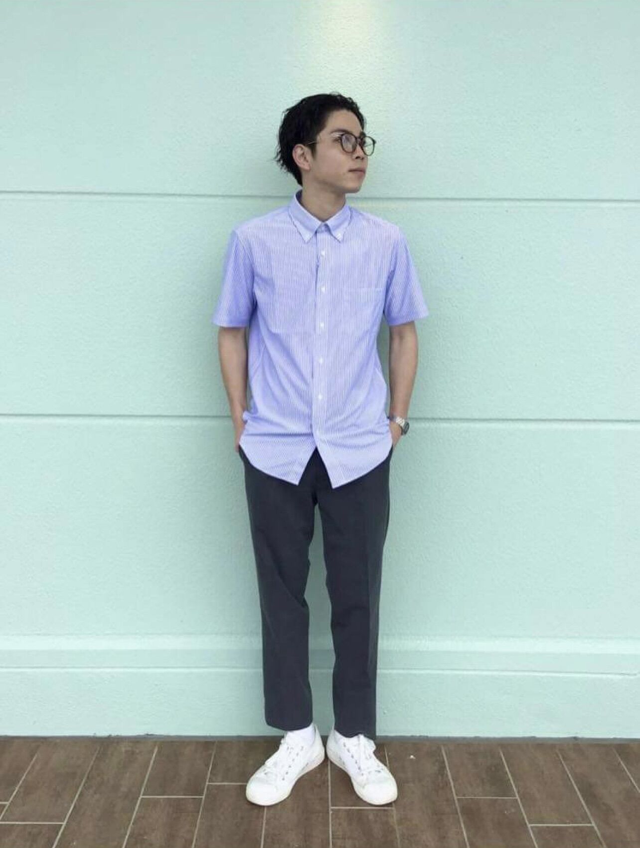 [Pick store Uniqlo Nhật] Áo sơ mi kẻ Nam cộc tay Uniqlo
