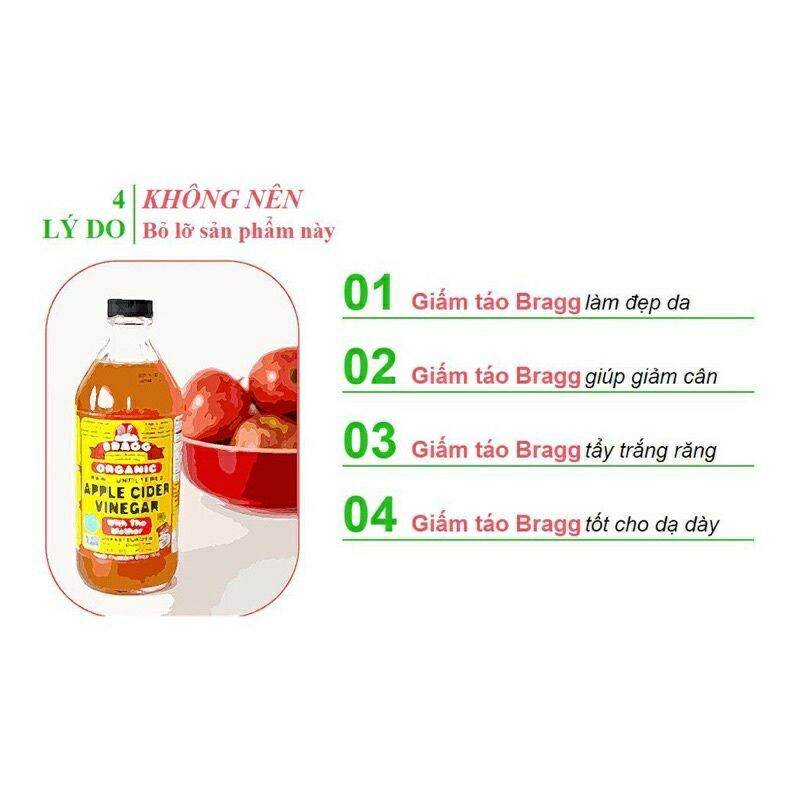 [Tặng quà] Giấm táo hữu cơ Bragg của Mỹ [Chính hãng]