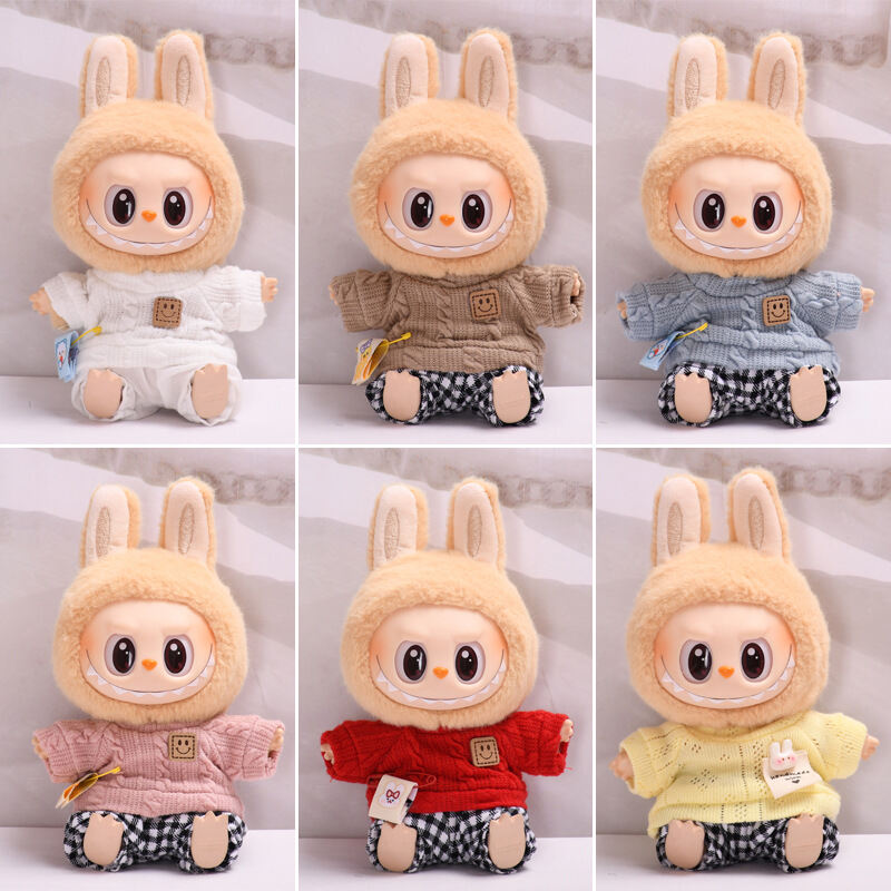 Đồ Chơi Búp Bê Bằng Cao Su Labubu 17cm Đồ Chơi Búp Bê Thay Đồ Đồ Chơi Búp Bê Ngồi Đồ Trang Trí Treo 