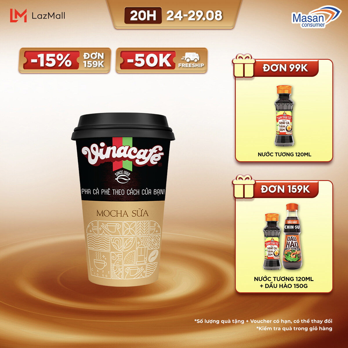 [chỉ trong 20h 24.08 - 29.08 voucher 20% cho đơn 149k] (chọn loại) vinacafé ly các vị