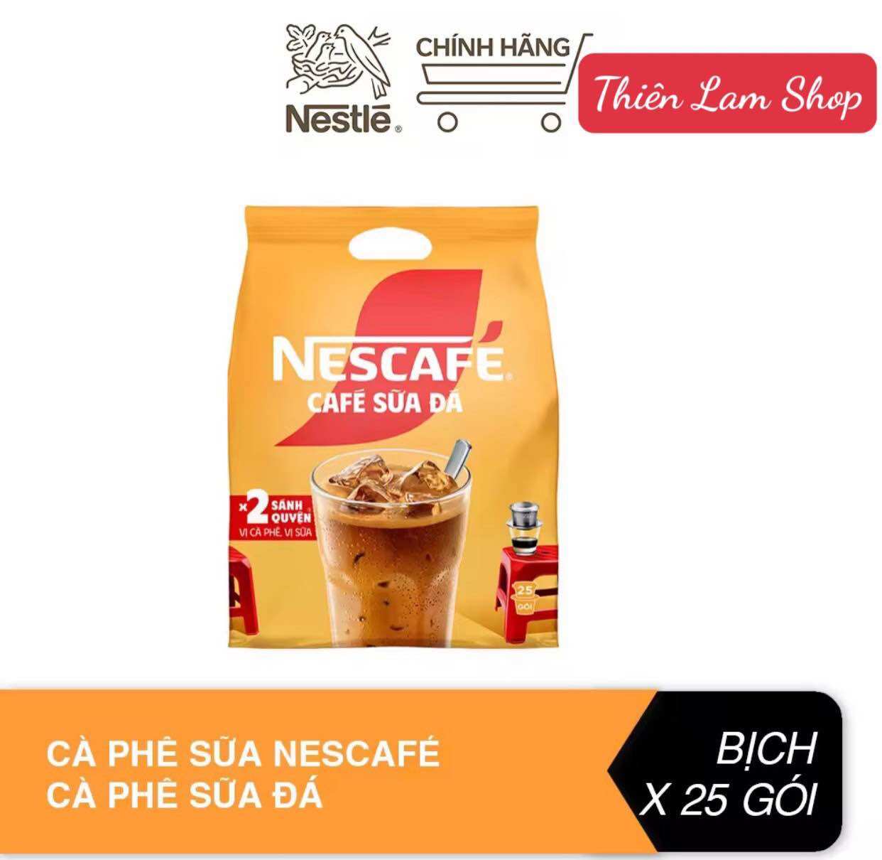  Nescafe' Cà phê sữa đá bịch 25 gói  Bao bì mới  