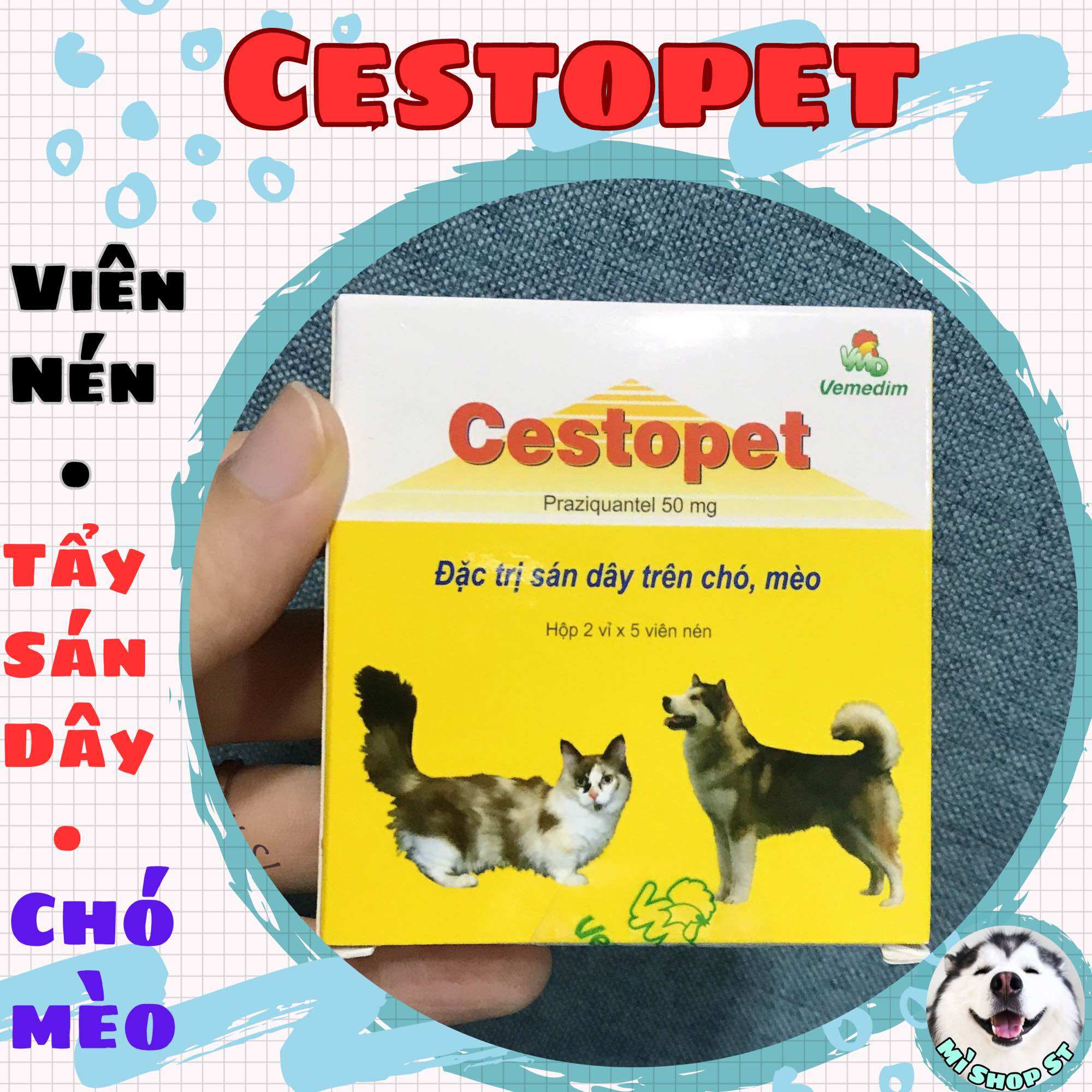 Vemedim Cestopet viên xổ giun chó, mèo 1 viên