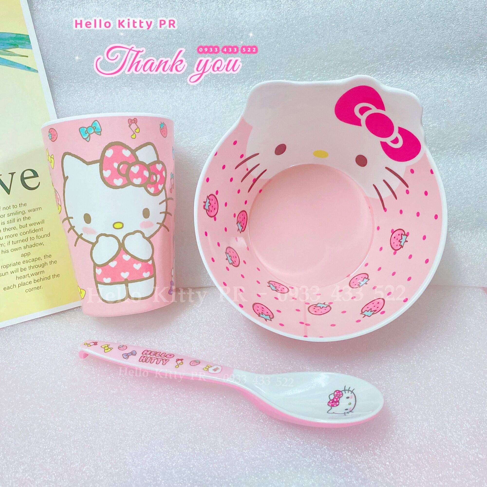 Set combo chén tô muỗng ly Hello Kitty