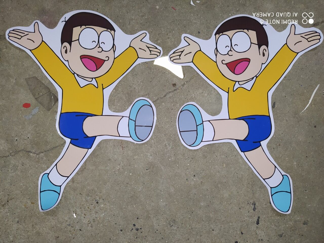 Cặp tem decal hoạt hình nobita dán trang trí xe
