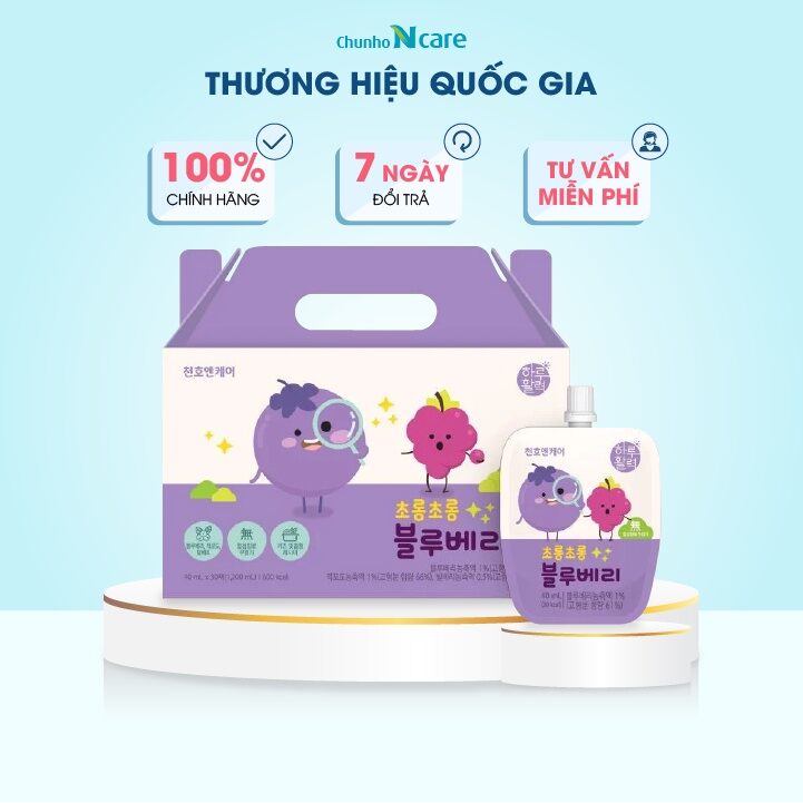 Nước ép dinh dưỡng việt quất chunho ncare baby - hộp 30 gói x 40ml