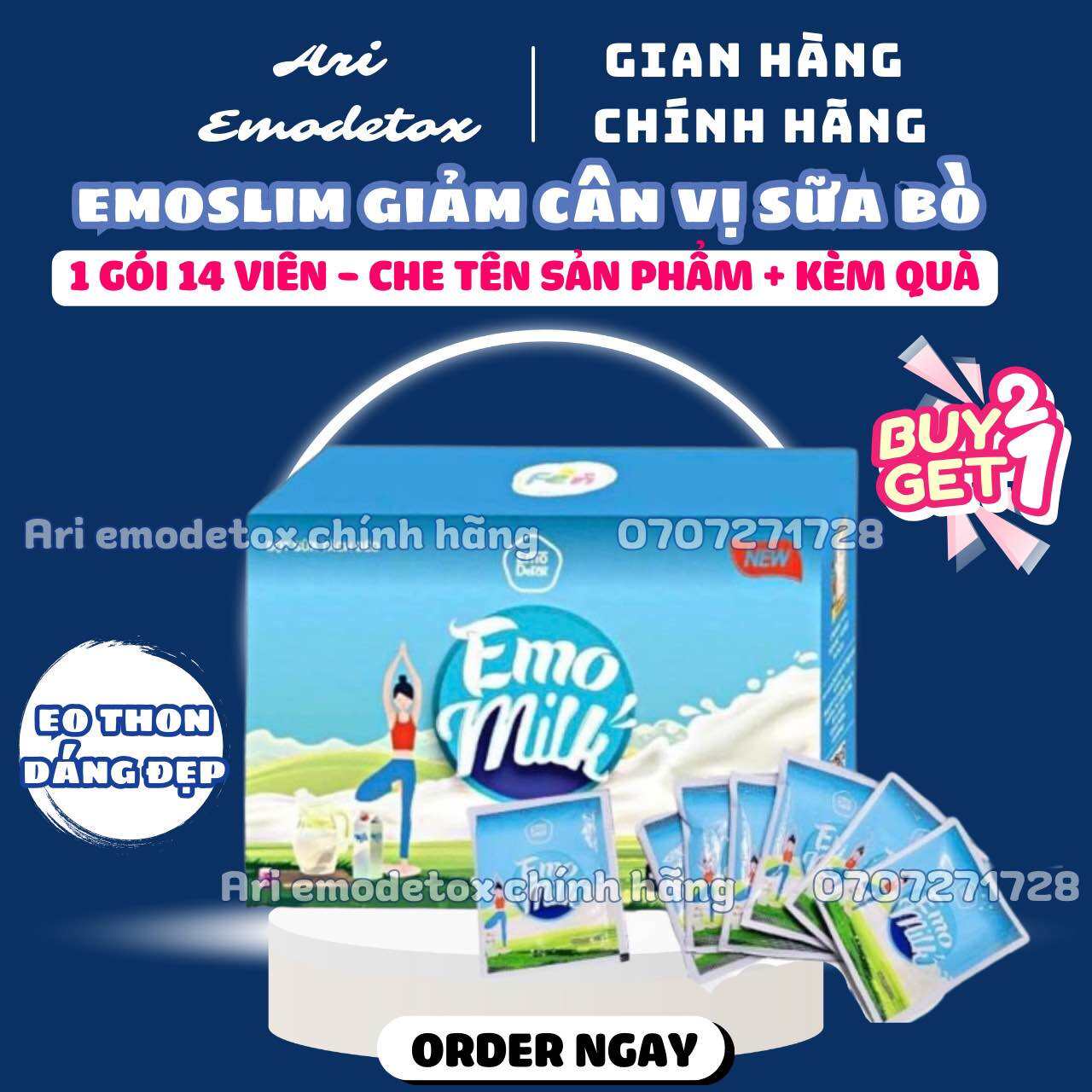 SỮA TÁCH BÉO GIẢM CÂN EMO MILK/ ARI EMODETOX CHÍNH HÃNG/ TẶNG KÈM QUÀ