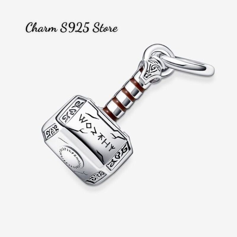 CHARM PAN ALE TREO BÚA MARVEL BẠC S925 CAO CẤP