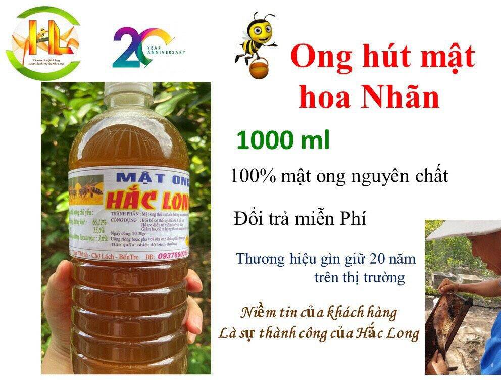 Chai 1 lít mật ong hoa nhãn tự nhiên Hắc Long