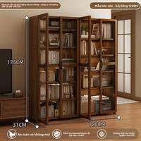 ZHUSHANXIA | Giá Sách Gỗ Thật Chống Bụi với Cửa Kính Trong Suốt