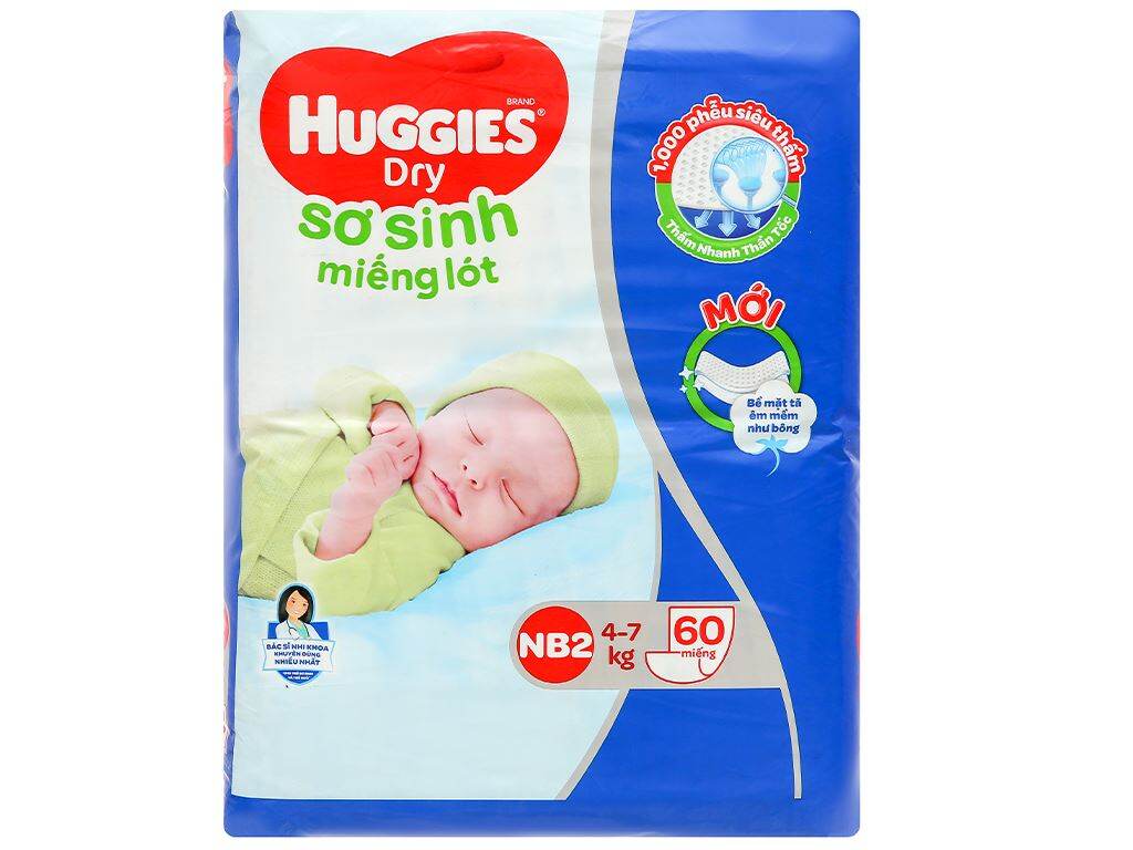 Miếng lót huggies nb2 60 miếng .
