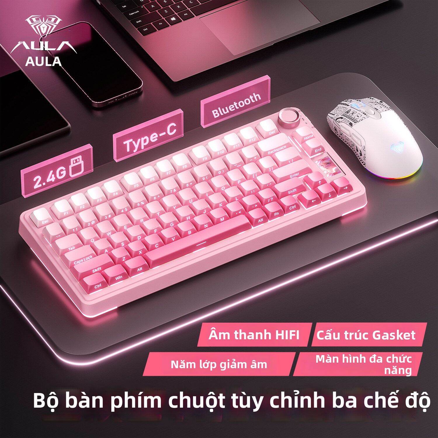 AULA | Bộ Bàn Phím Cơ và Chuột Bluetooth Không Dây Phong Cách Tùy Chỉnh