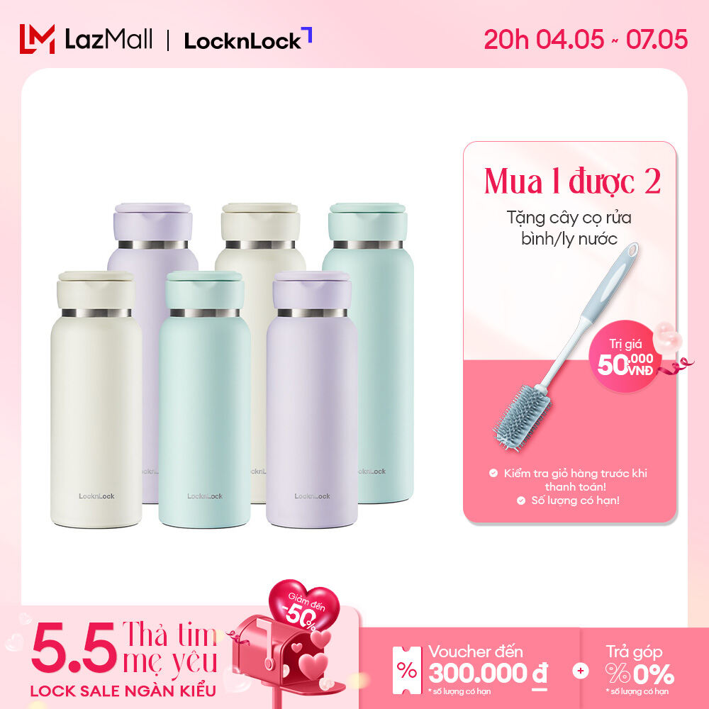 Bình giữ nhiệt Lock&Lock Sling Ring Tumbler 650ml - 800ml - Màu mint, tím nhạt, ngà LHC4321-22
